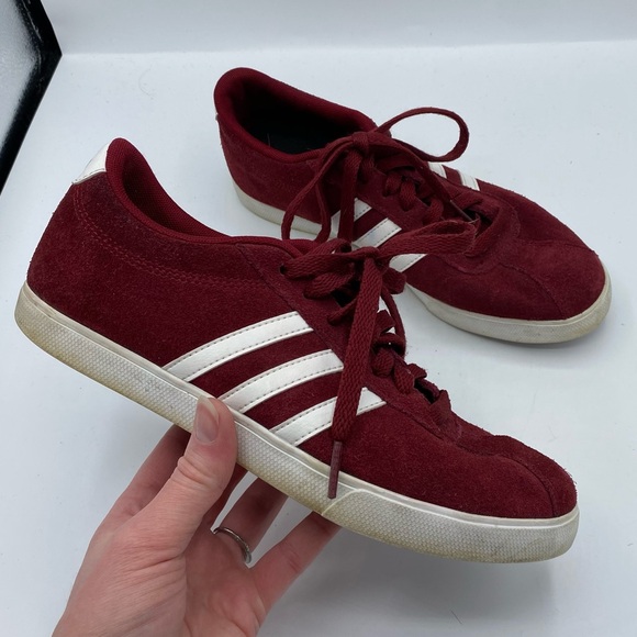 Adidas Womens Neo Courtset Burgundy Suede Sneakers Size 7 CG5819 - Picture 1 of 6